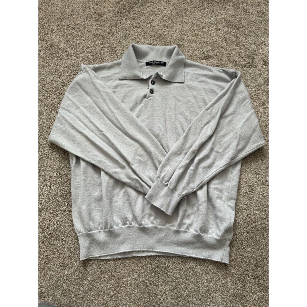 Paolo Mondo Sweater Men’s Extra Large White 100% New Wool Collared Pullover